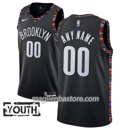 Maglia NBA Brooklyn Nets Personalizzate 2018-19 Nike City Edition Nero Swingman - Bambino